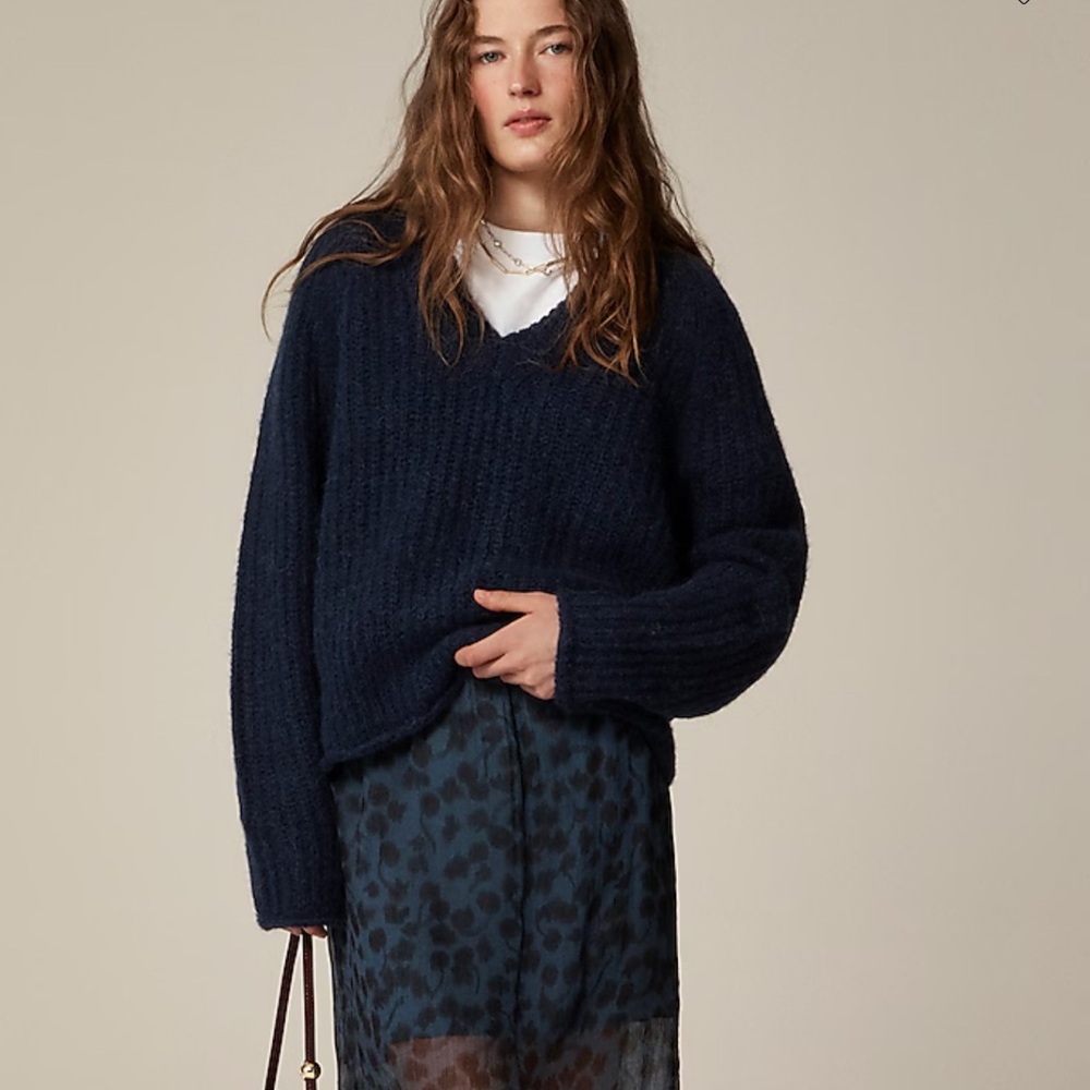 J crew ribbed wool v neck sweater